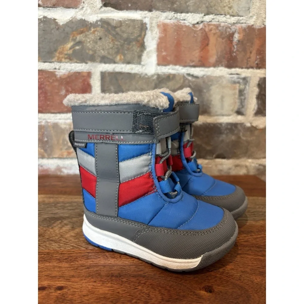 Merrell Select Grip M Alpine Puffer Water Proof Youth Snow Boots Size 5M‎ Blue